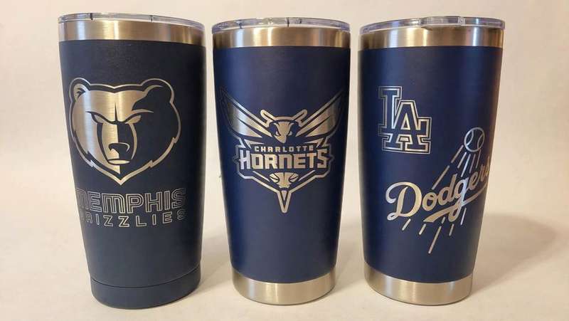 Laser-etched custom tumblers