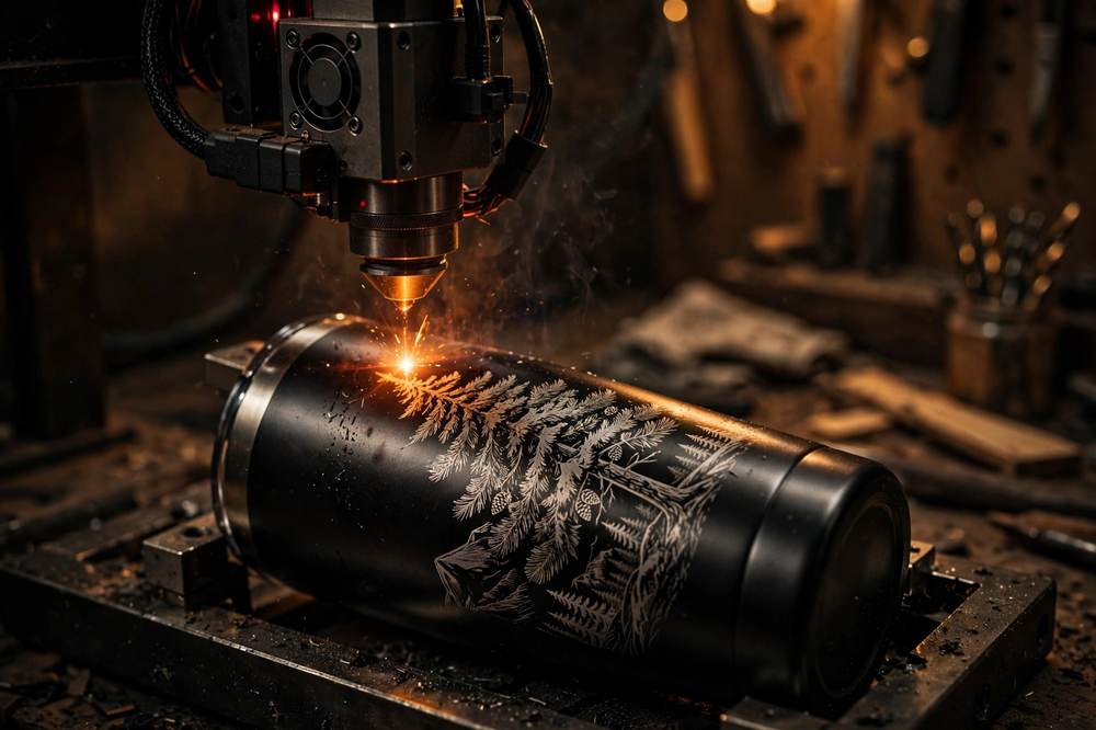 Laser engraving a tumbler